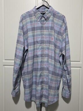 Ralph Lauren Performance Mens Plaid  Longsleeve Button Down Shirt w Pony Logo